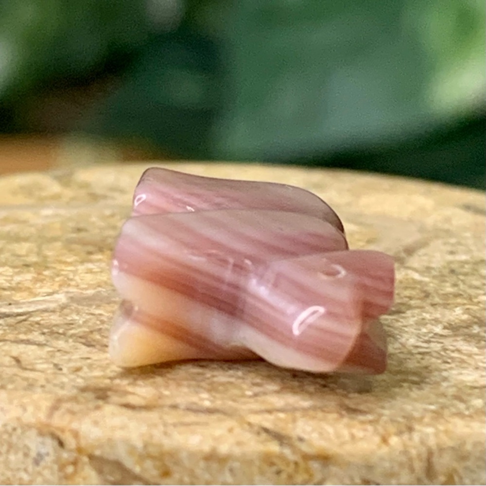 Wampum Fetish Bear Bead Quahog Shell Carving Purple White Clam Top Drilled .7" - Picture 13 of 16